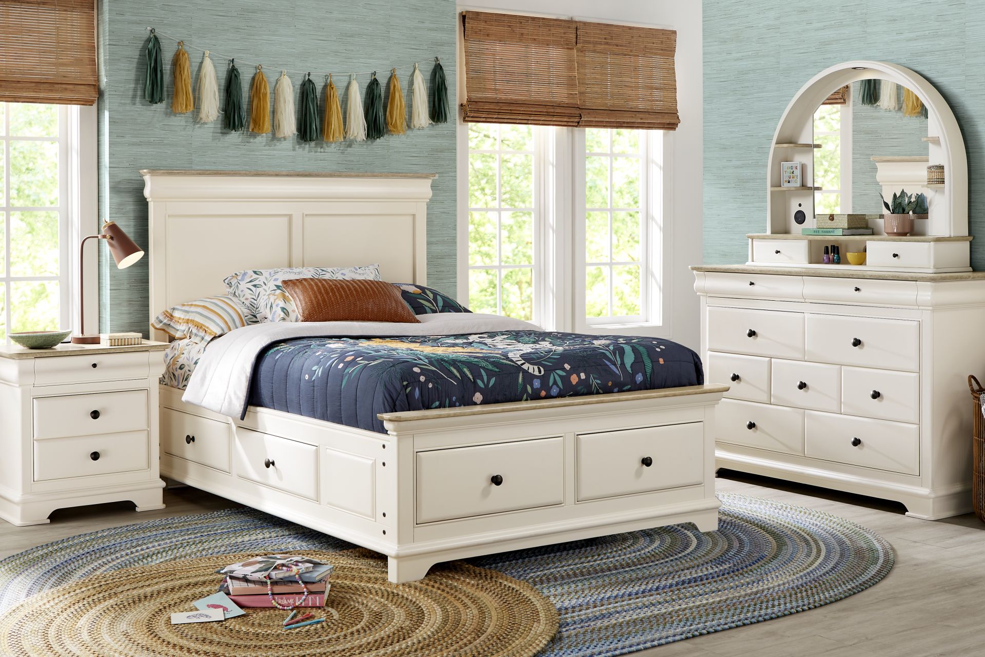 Kids Oberon Cream Full Storage Bedroom - Image 1