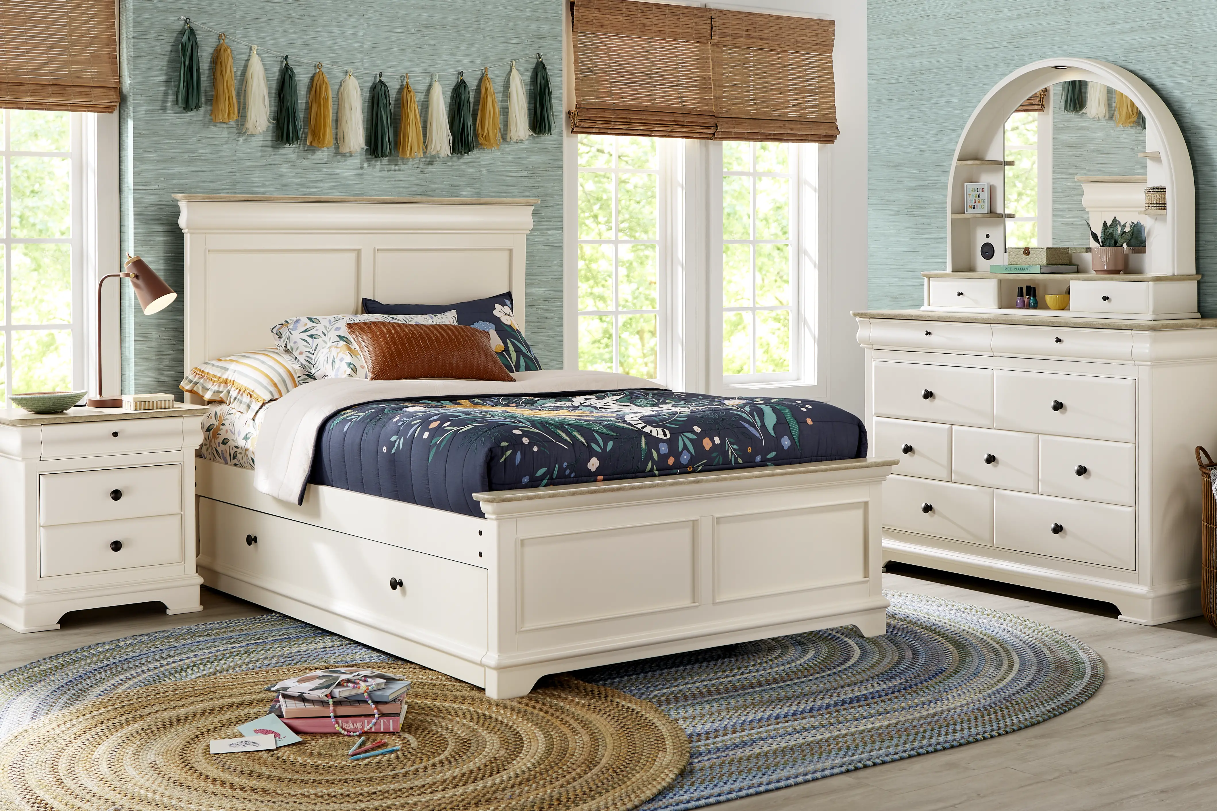 Kids Oberon Cream Full Panel Bedroom - Thumbnail - Image 1
