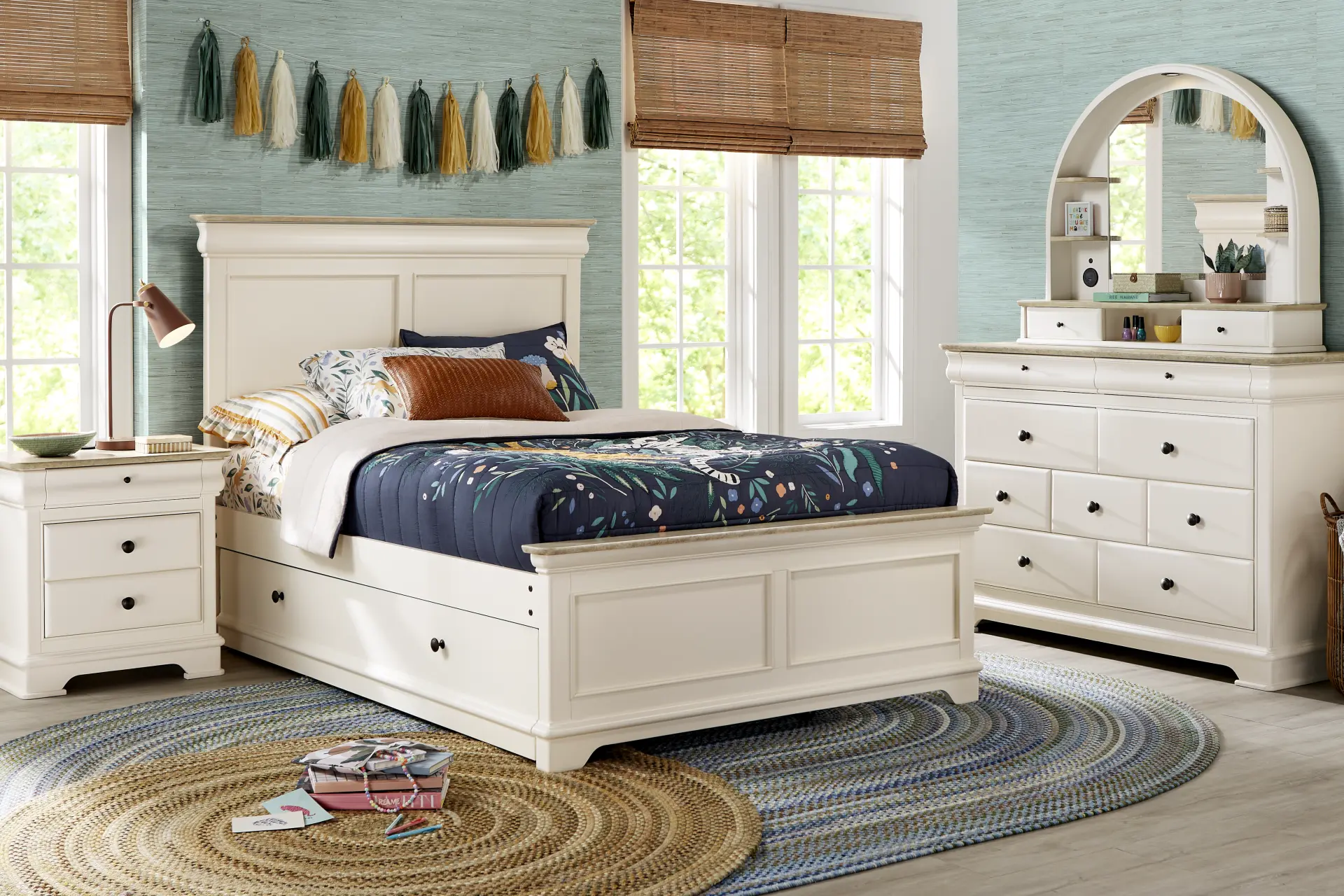 Kids Oberon Cream Full Panel Bedroom