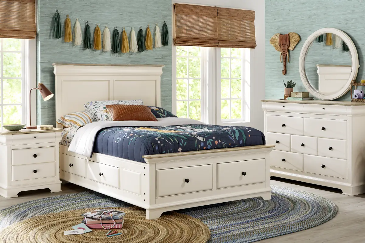 Kids Oberon Cream Full Storage Bed