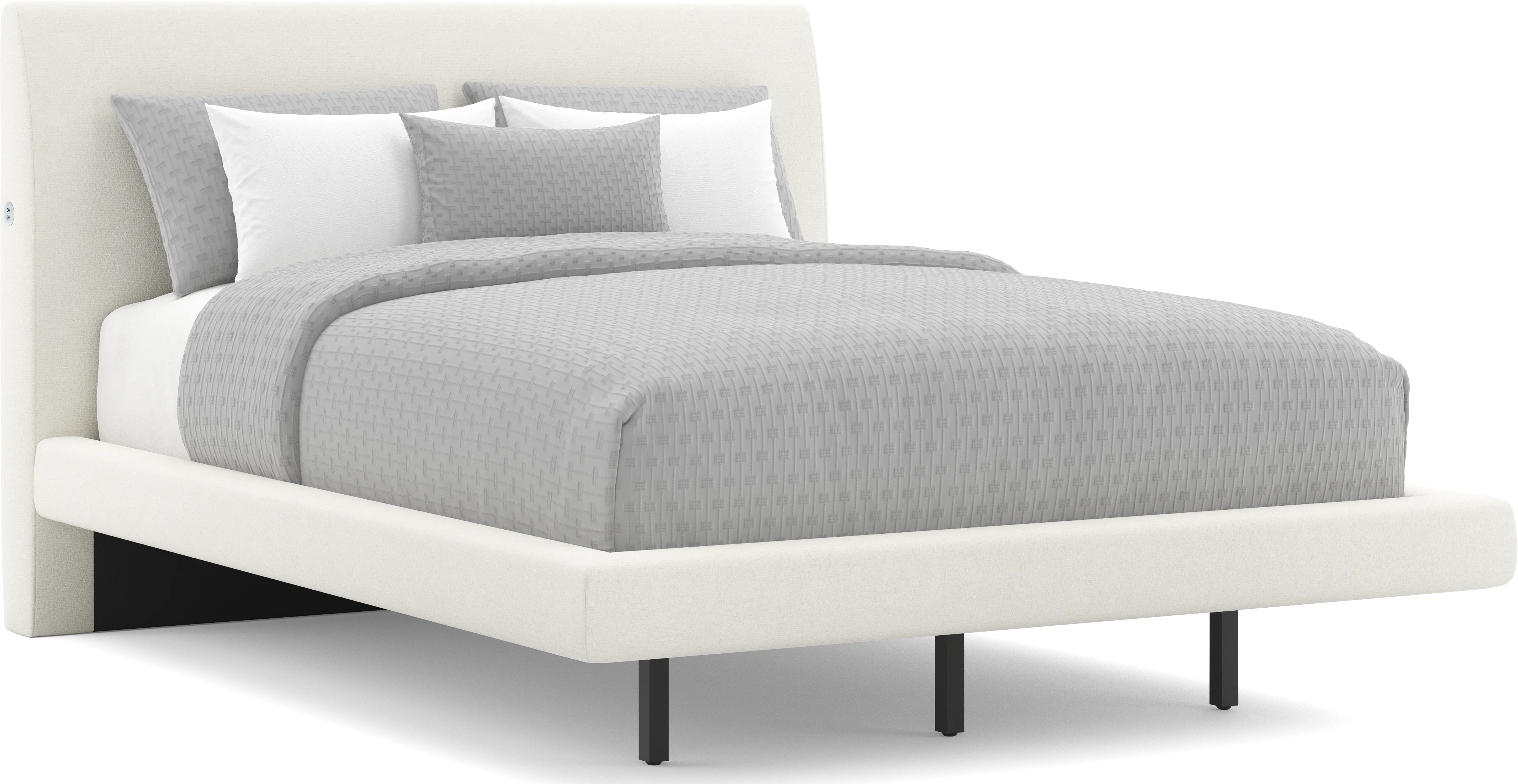 Aruba White 3 Pc King Upholstered Bed - Thumbnail - Image 1