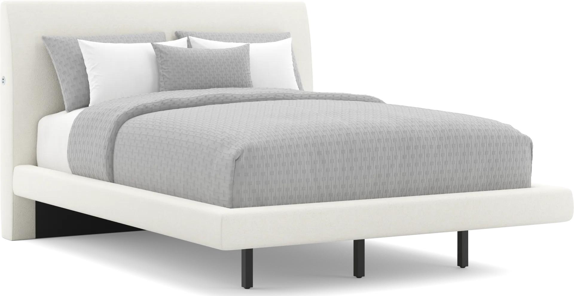 Aruba White 3 Pc King Upholstered Bed - Image 1
