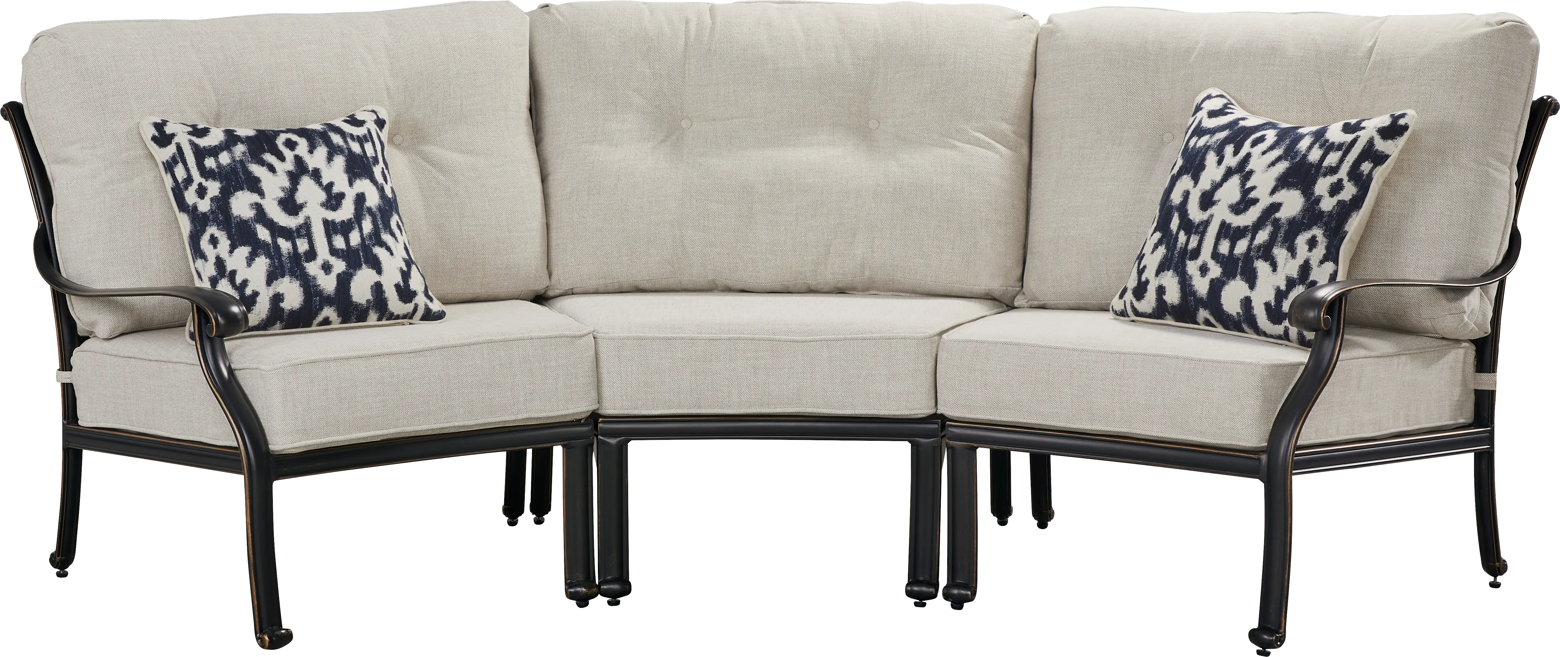 Carina Bronze 3 Pc Outdoor Sectional with Desert Cushions - Thumbnail - Image 1