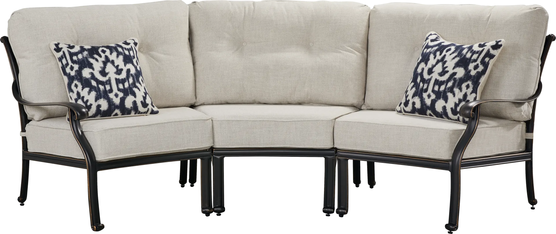 Carina Bronze 3 Pc Outdoor Sectional with Desert Cushions - Image 1