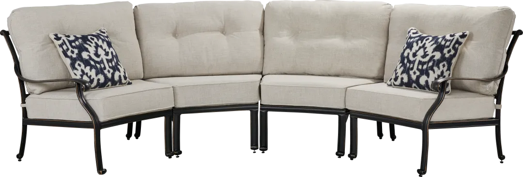 Carina Bronze 4 Pc Outdoor Sectional with Desert Cushions