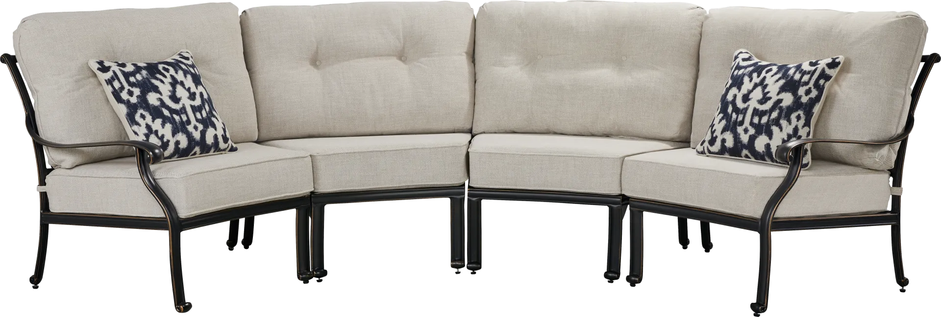 Carina Bronze 4 Pc Outdoor Sectional with Desert Cushions