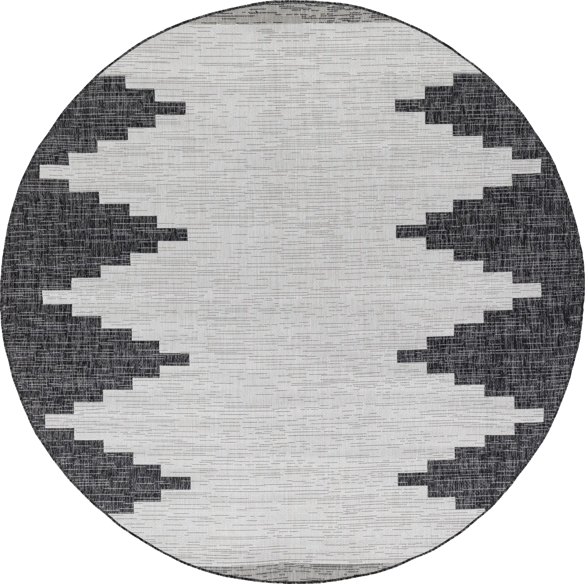 Yenna Black 7'10 Round Indoor/Outdoor Rug