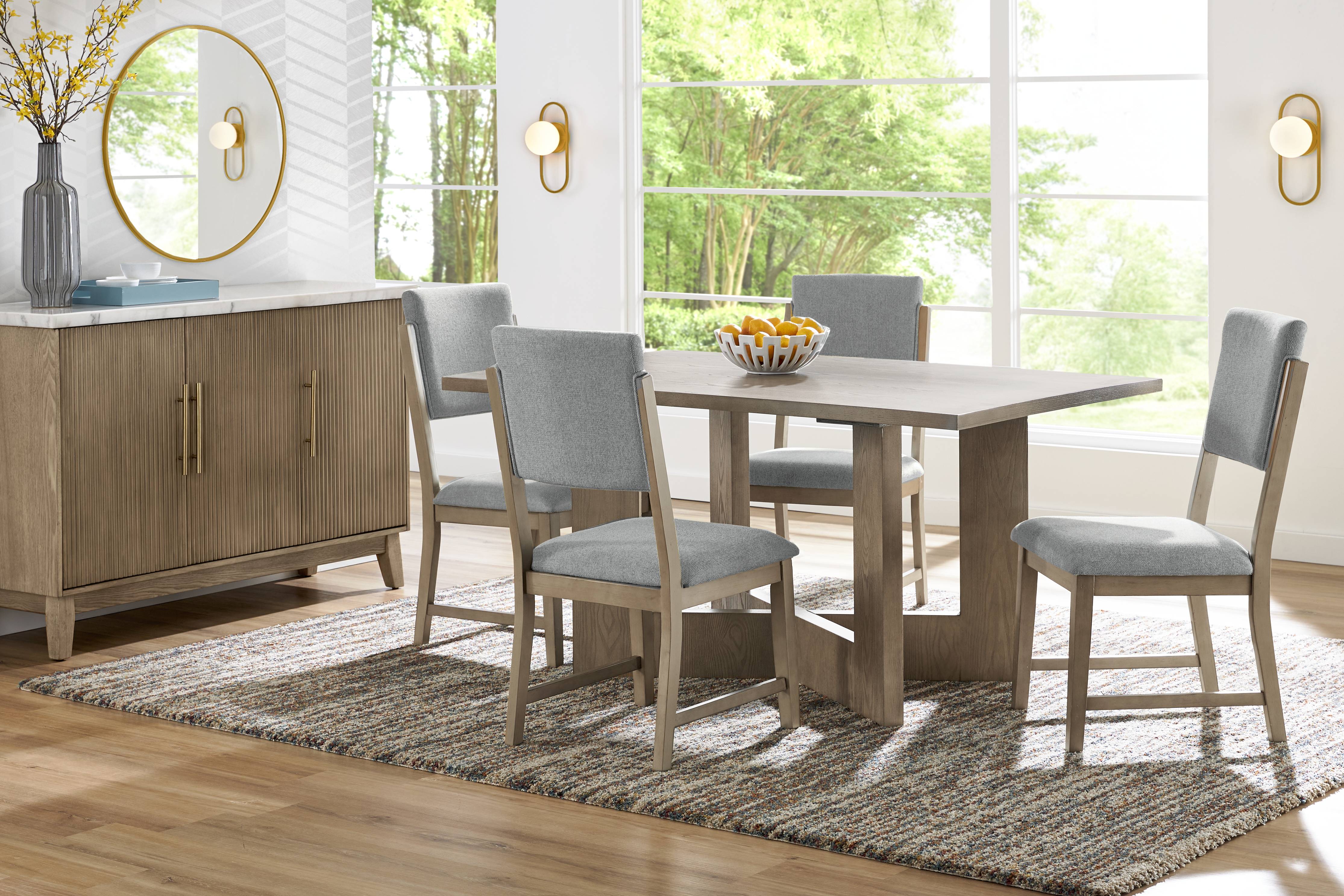 Rosolli Gray 5 Pc Rectangular Dining Room with Gray Upholstered Chairs - Thumbnail - Image 1