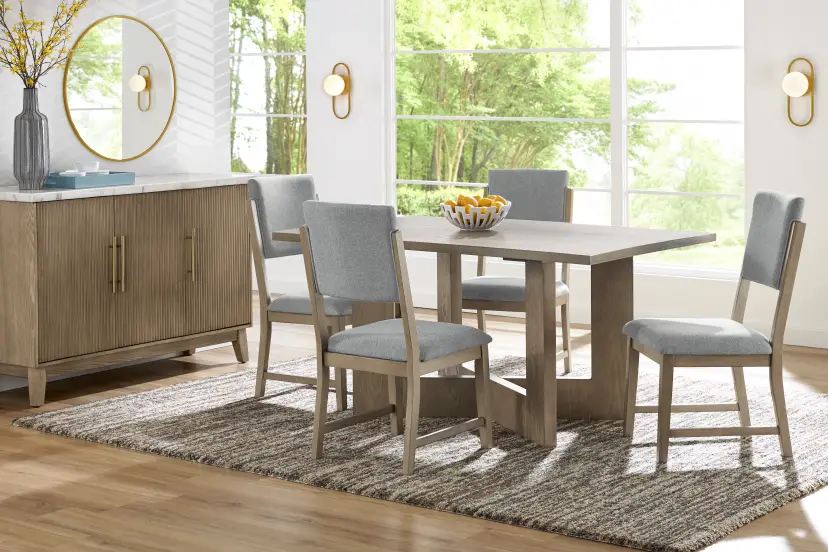Rosolli Gray 5 Pc Rectangular Dining Room with Gray Upholstered Chairs