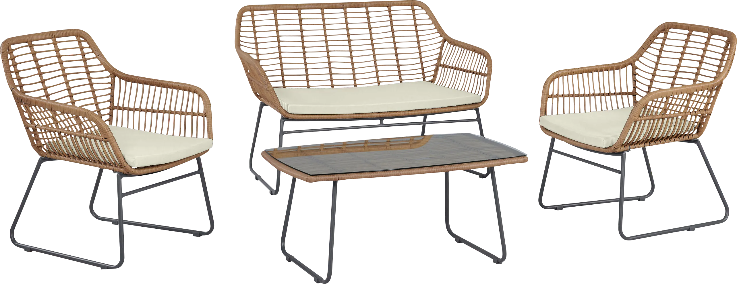 Outdoor Brahmay Cream 4 Pc Conversation Set - Thumbnail - Image 1