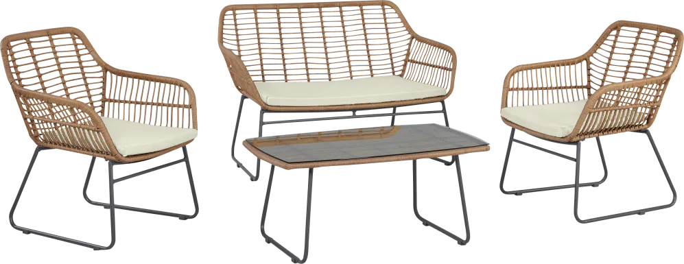 Outdoor Brahmay Cream 4 Pc Conversation Set