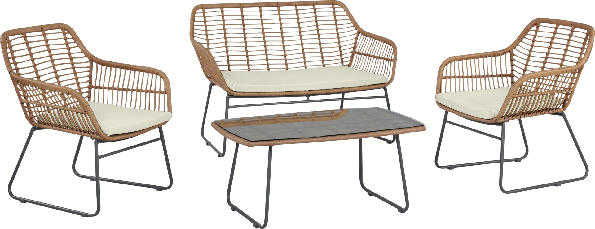 Outdoor Brahmay Cream 4 Pc Conversation Set - Image 1