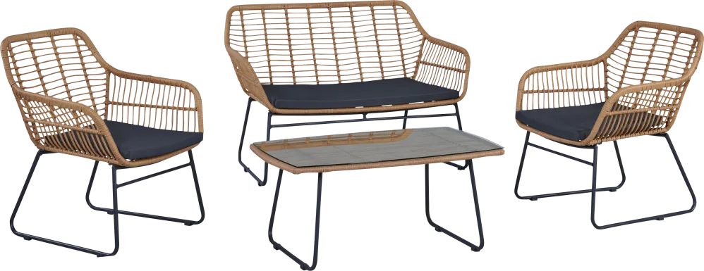 Outdoor Brahmay Gray 4 Pc Conversation Set