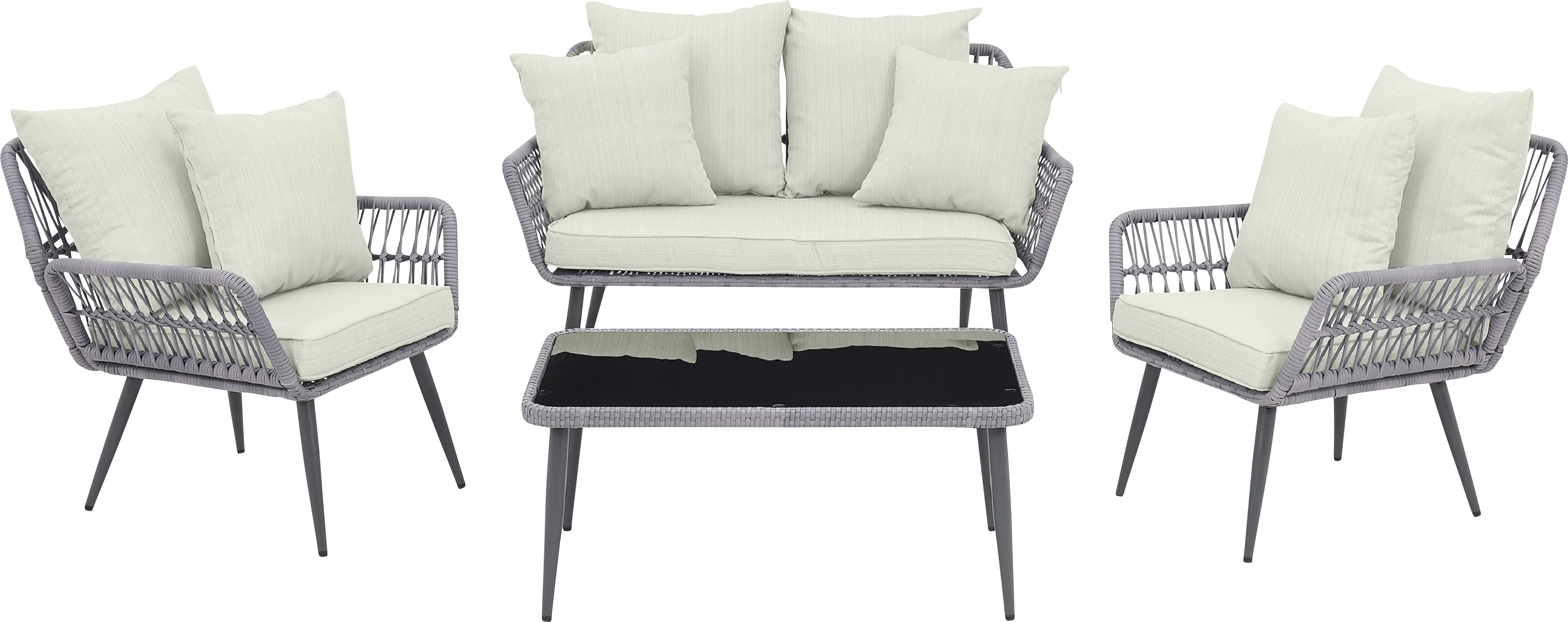 Outdoor Duffieldy Cream 4 Pc Conversation Set - Thumbnail - Image 1