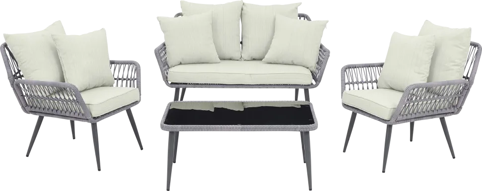 Outdoor Duffieldy Cream 4 Pc Conversation Set