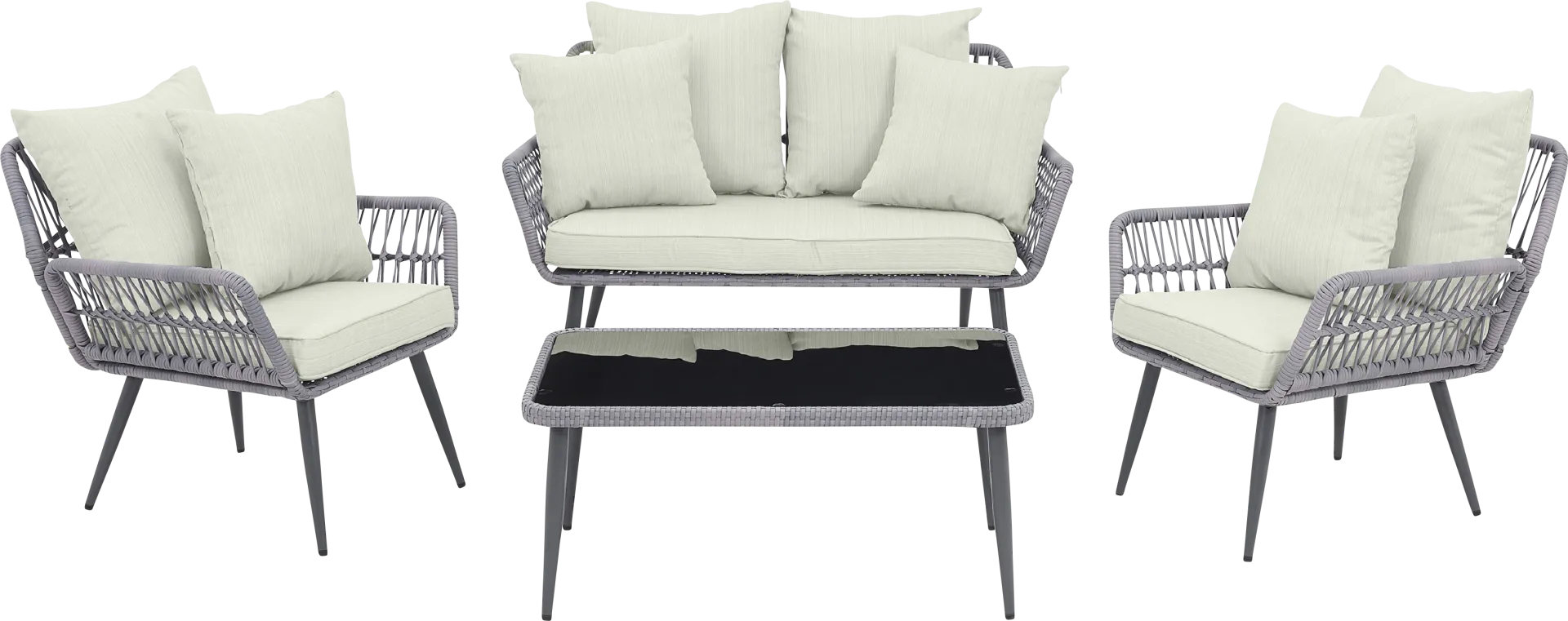 Outdoor Duffieldy Cream 4 Pc Conversation Set - Image 1