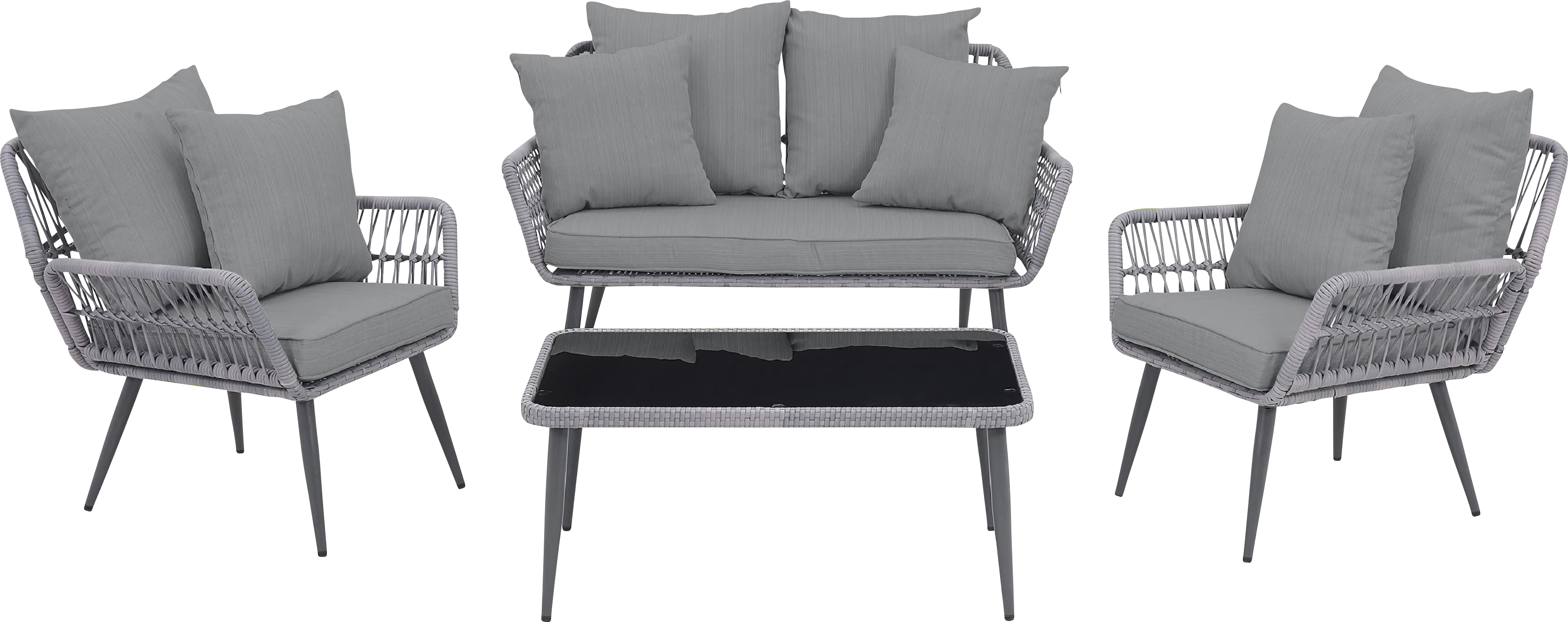 Outdoor Duffieldy Gray 4 Pc Conversation Set - Thumbnail - Image 1