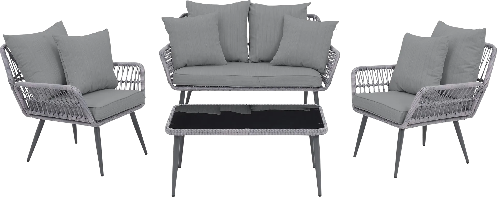 Outdoor Duffieldy Gray 4 Pc Conversation Set - Image 1