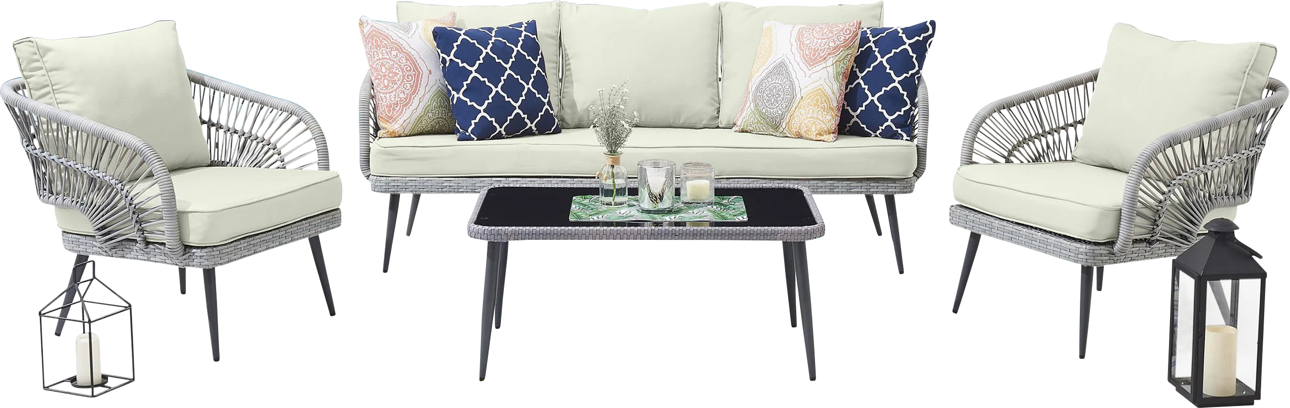 Outdoor Eashley Cream 4 Pc Conversation Set - Thumbnail - Image 1