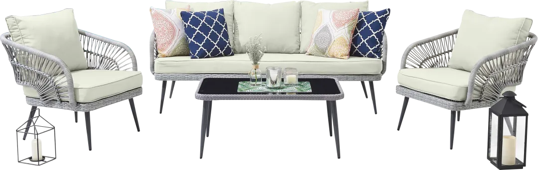 Outdoor Eashley Cream 4 Pc Conversation Set