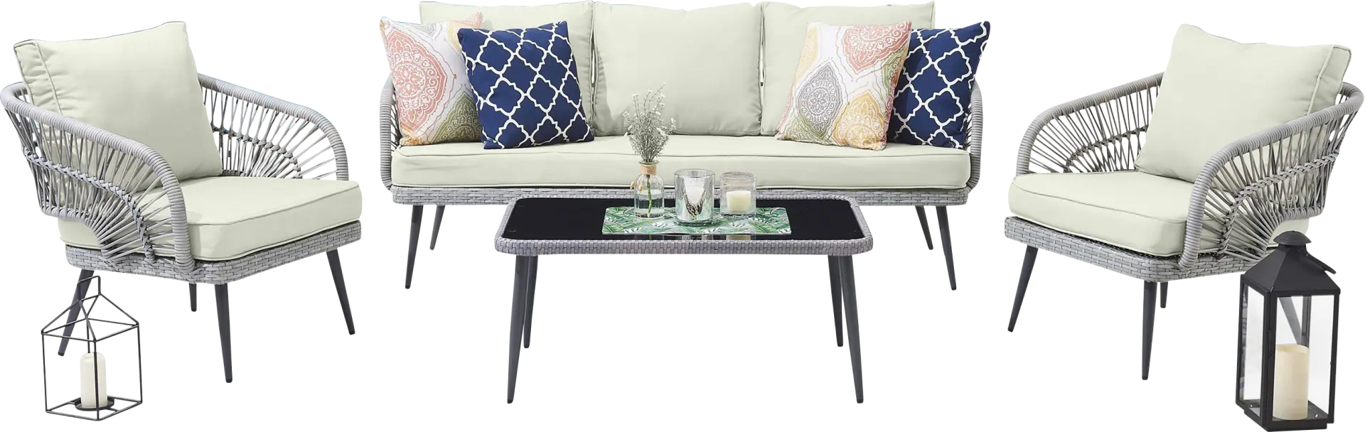 Outdoor Eashley Cream 4 Pc Conversation Set