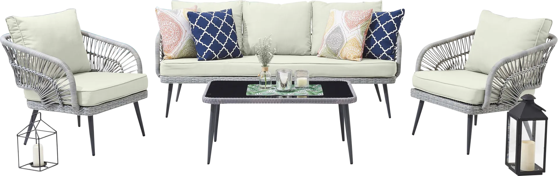 Outdoor Eashley Cream 4 Pc Conversation Set - Image 1