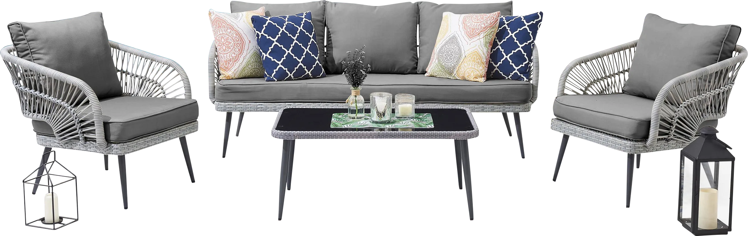 Outdoor Eashley Gray 4 Pc Conversation Set - Thumbnail - Image 1