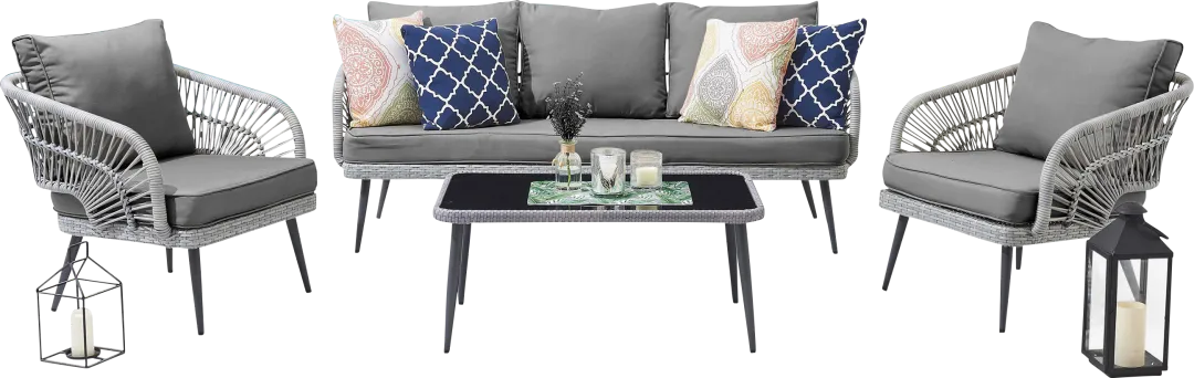 Outdoor Eashley Gray 4 Pc Conversation Set