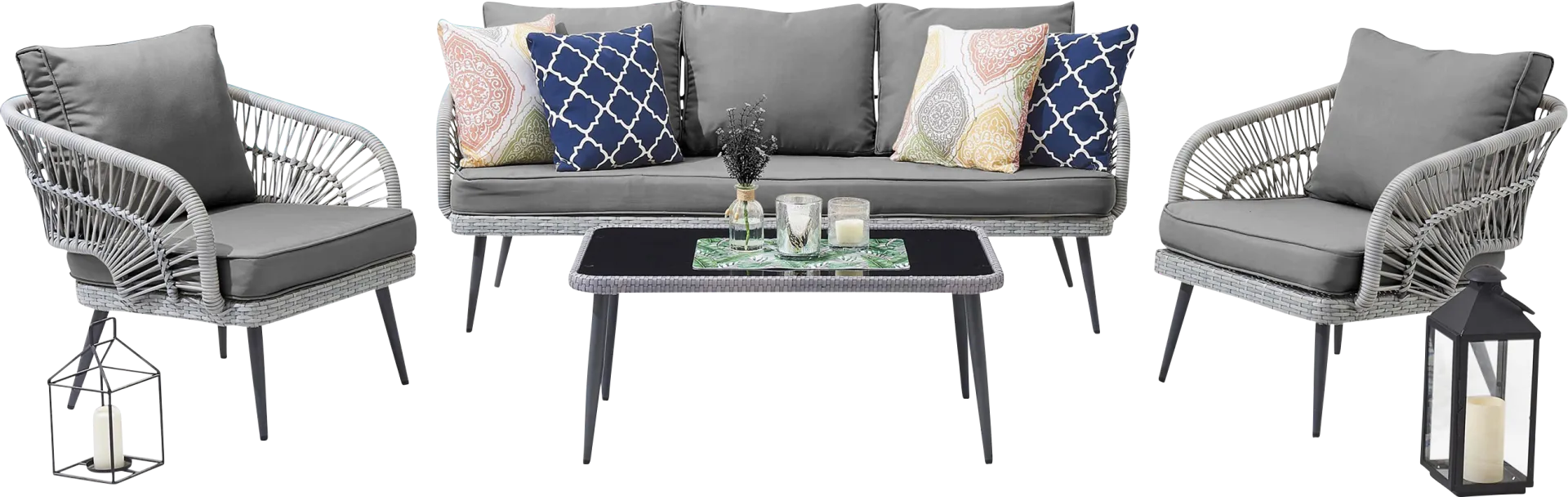 Outdoor Eashley Gray 4 Pc Conversation Set