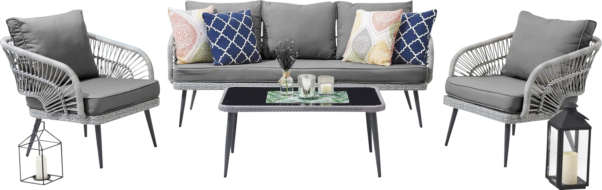 Outdoor Eashley Gray 4 Pc Conversation Set