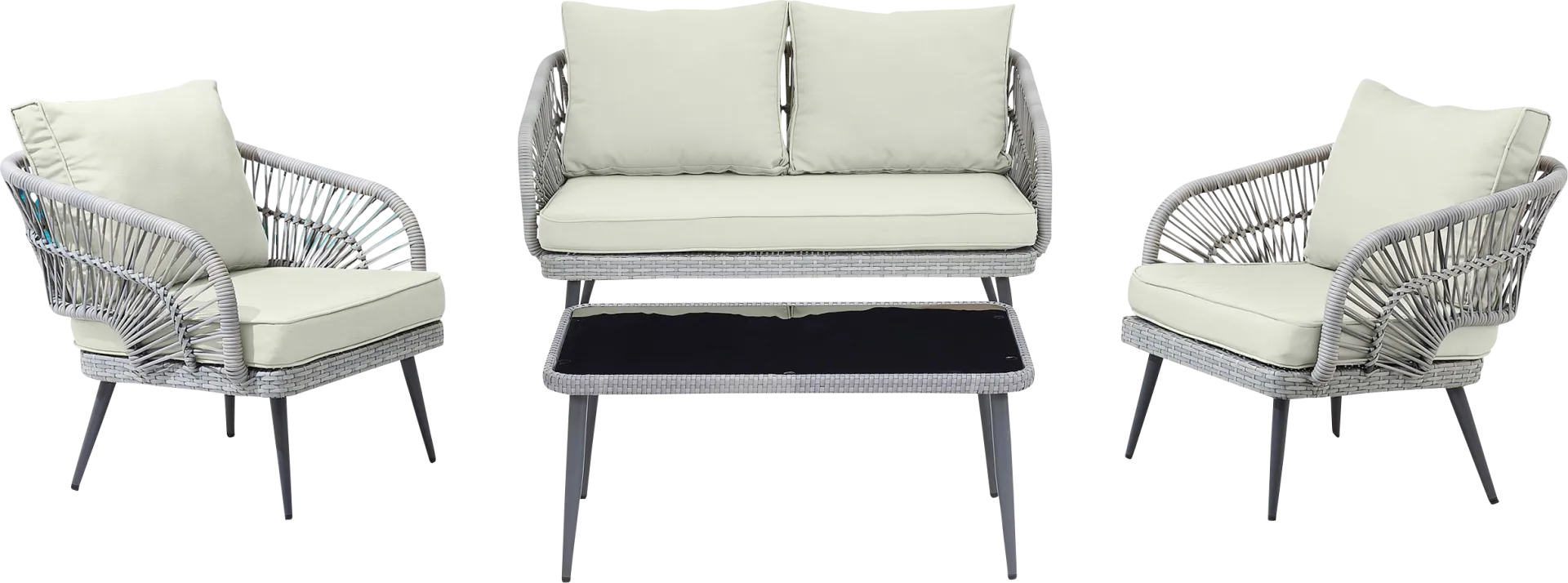 Outdoor Eashley Cream 4 Pc Conversation Set - Image 1