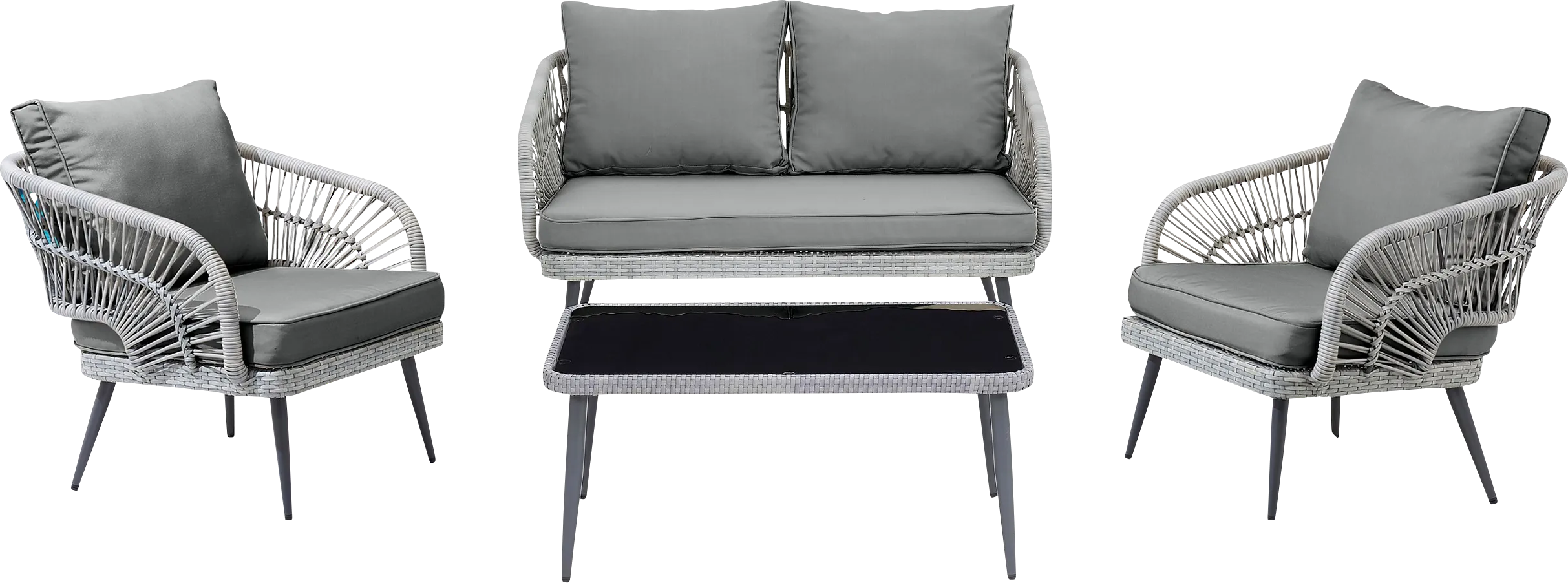 Outdoor Eashley Gray 4 Pc Conversation Set - Thumbnail - Image 1