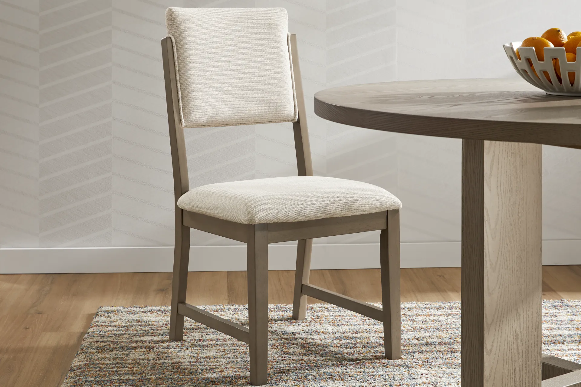 Rosolli Beige Side Chair with Gray Legs - Image 5