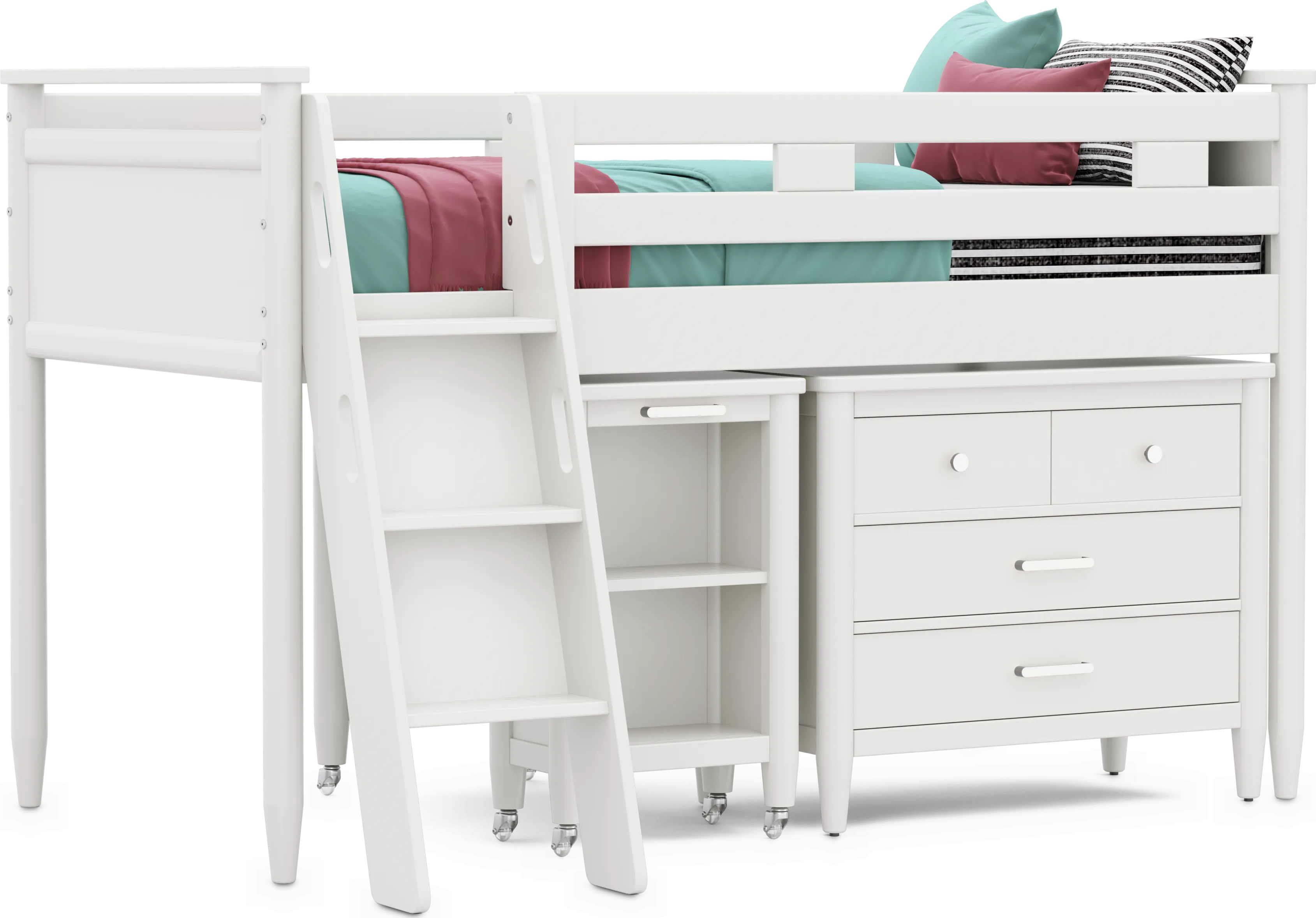 Kids Modern Colors White Twin Loft with Loft Chest and Desk - Thumbnail - Image 1