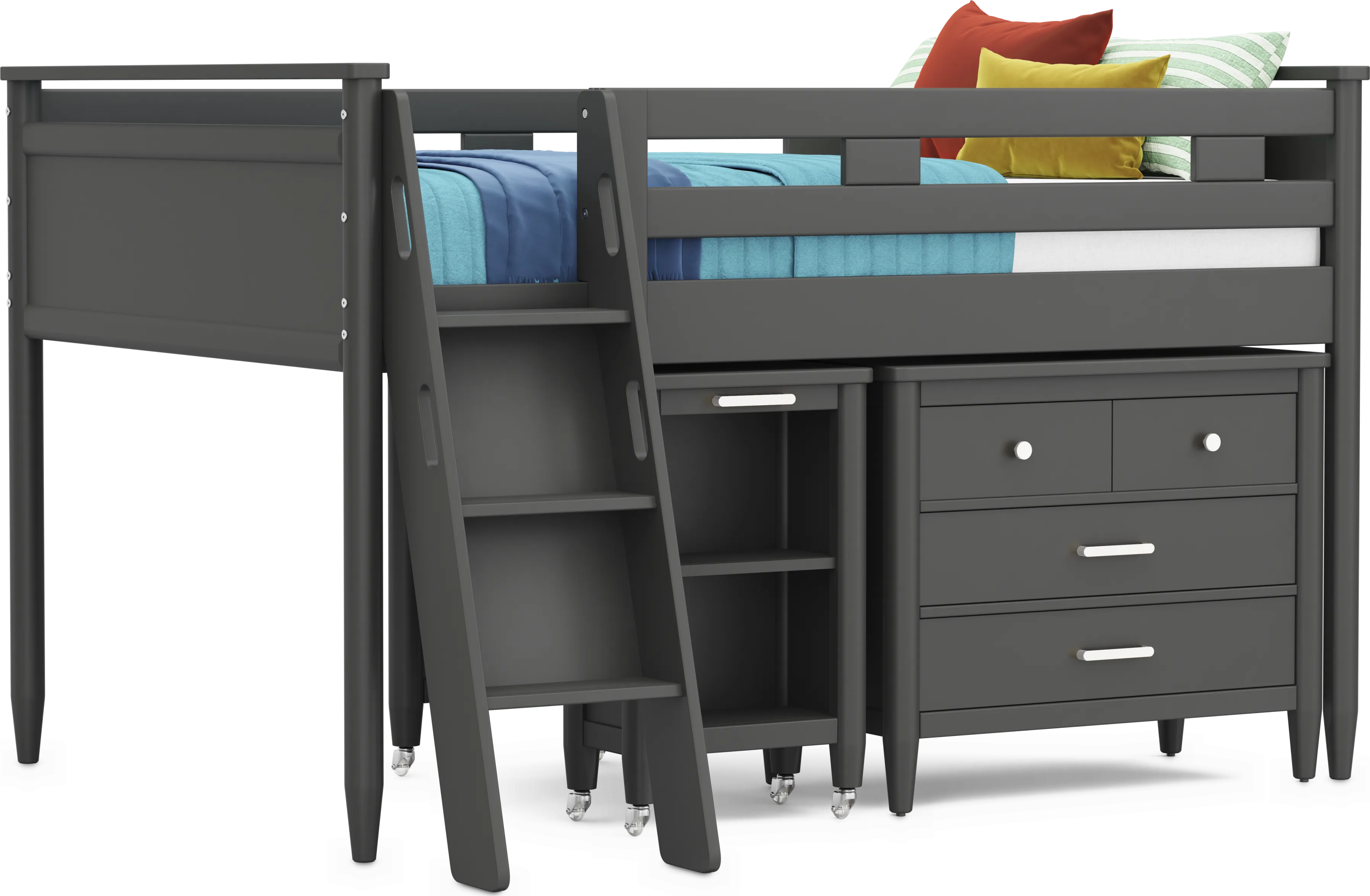 Kids Modern Colors Iron Ore Full Loft with Loft Chest and Desk - Thumbnail - Image 1