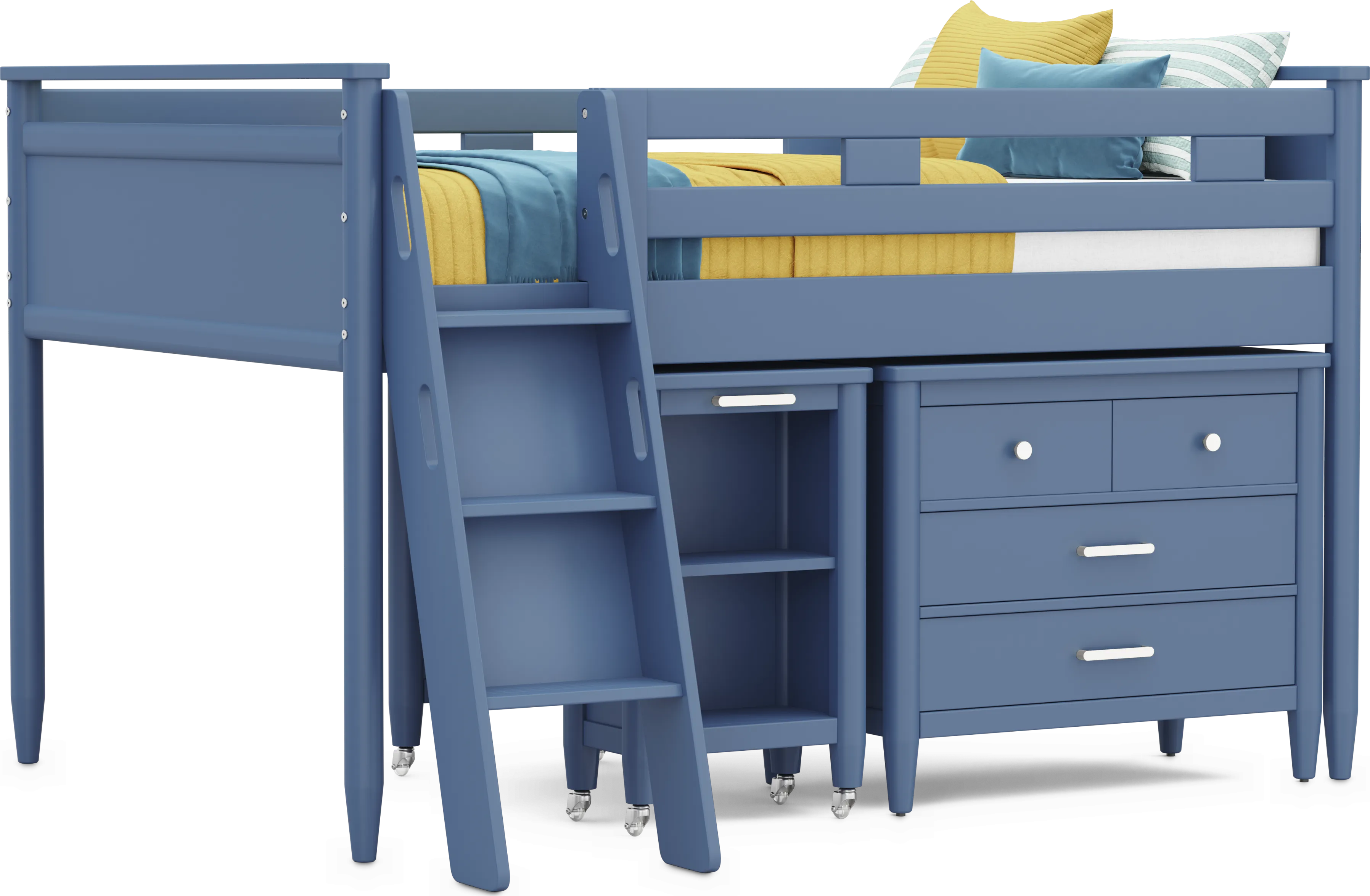 Kids Modern Colors Slate Blue Full Loft with Loft Chest and Desk - Thumbnail - Image 1