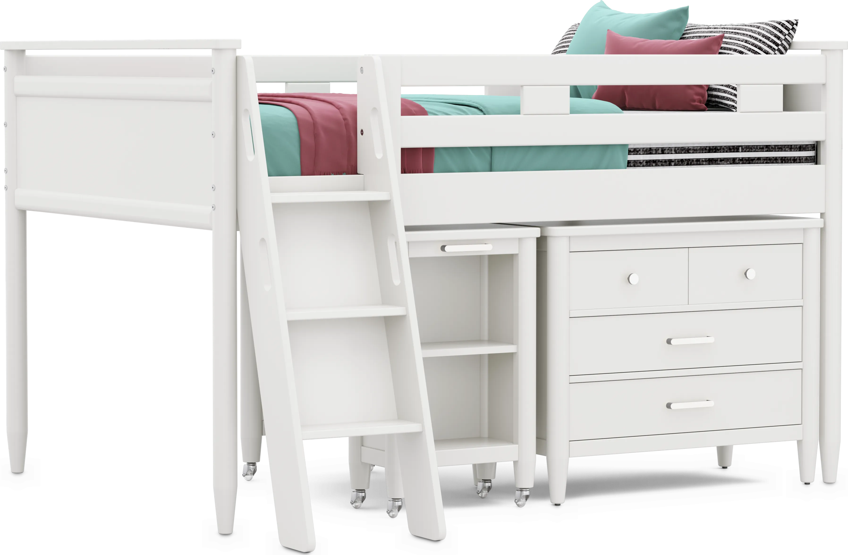 Kids Modern Colors White Full Loft with Loft Chest and Desk - Thumbnail - Image 1