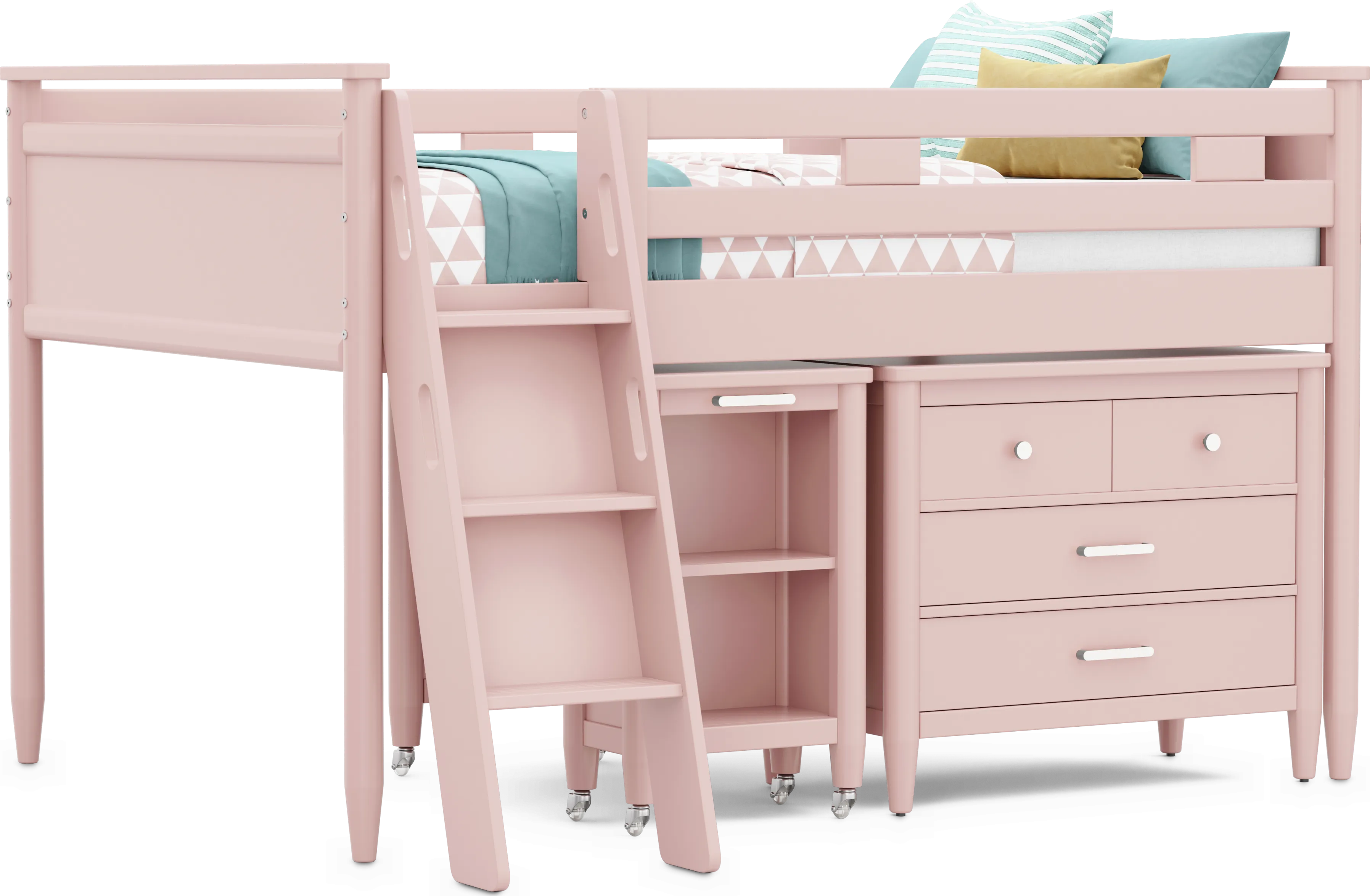 Kids Modern Colors Pink Full Loft with Loft Chest and Desk - Thumbnail - Image 1