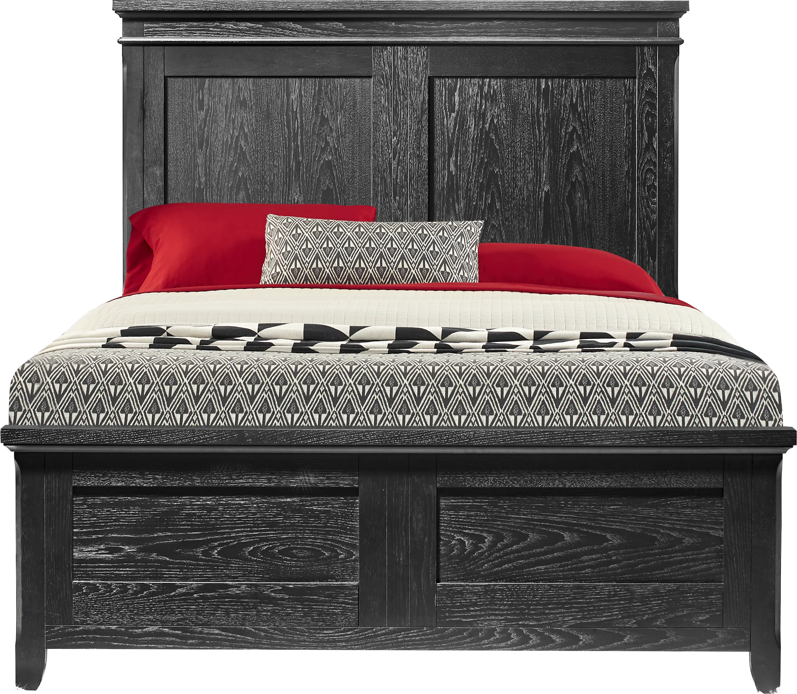 Springville Black 3 Pc Queen Panel Bed - Thumbnail - Image 1