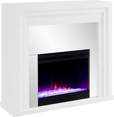 Skyflower I White 44 in. Console, With Color Changing Electric Fireplace