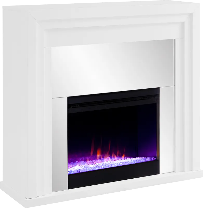 Skyflower I White 44 in. Console, With Color Changing Electric Fireplace