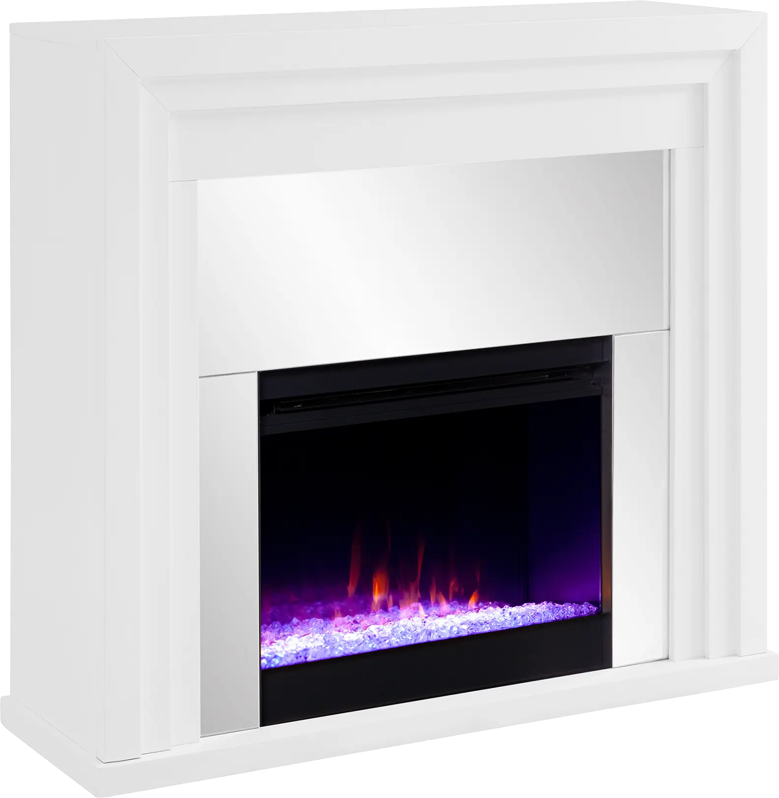 Skyflower I White 44 in. Console, With Color Changing Electric Fireplace