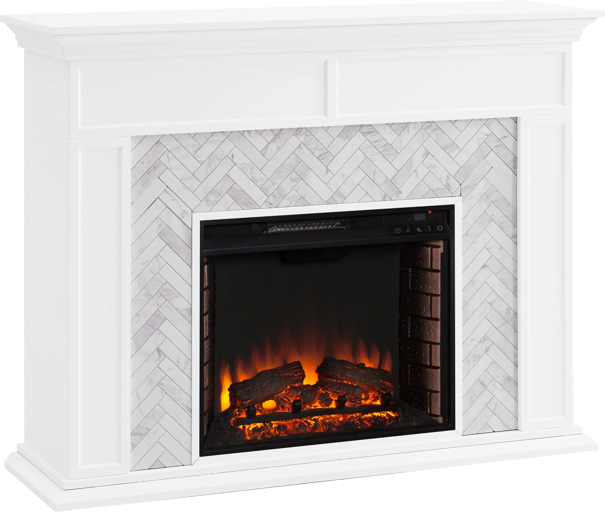 Tronewood II White 50 in. Console With Electric Log Fireplace - Thumbnail - Image 1