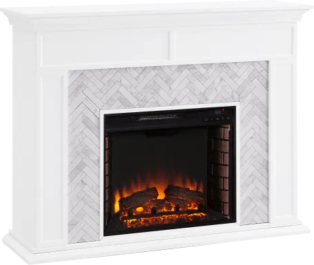 Tronewood II White 50 in. Console With Electric Log Fireplace