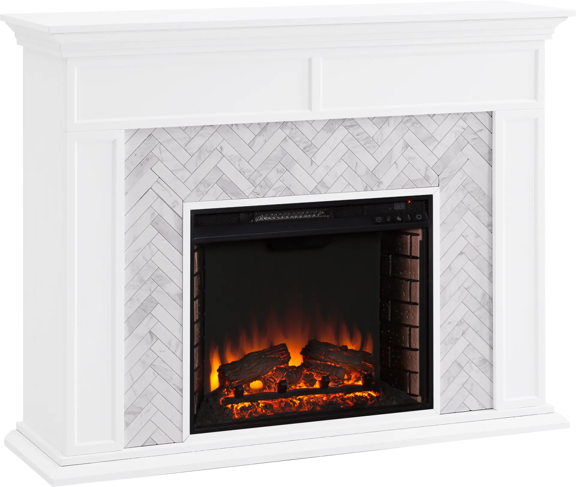 Tronewood II White 50 in. Console With Electric Log Fireplace