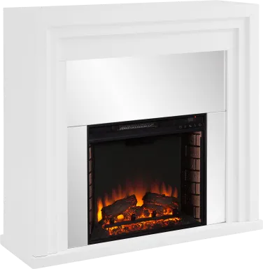 Skyflower II White 44 in. Console With Electric Log Fireplace