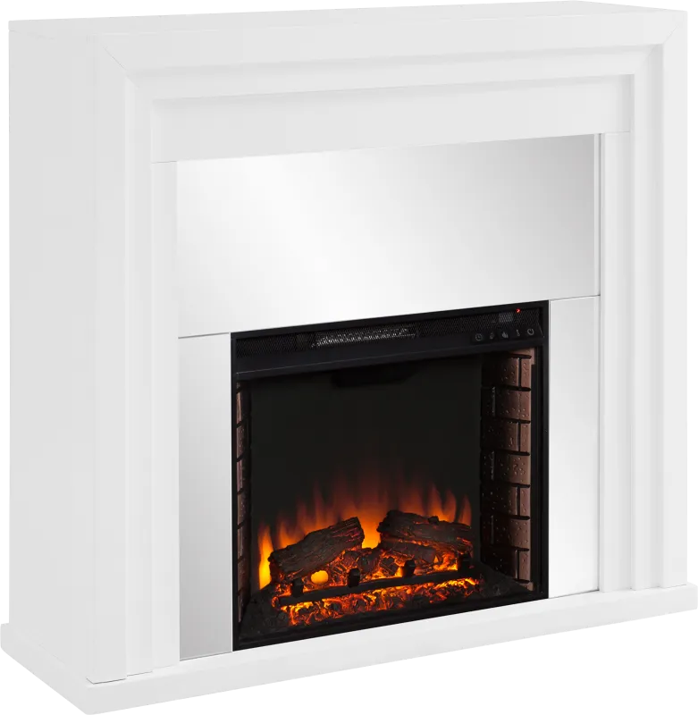 Skyflower II White 44 in. Console With Electric Log Fireplace