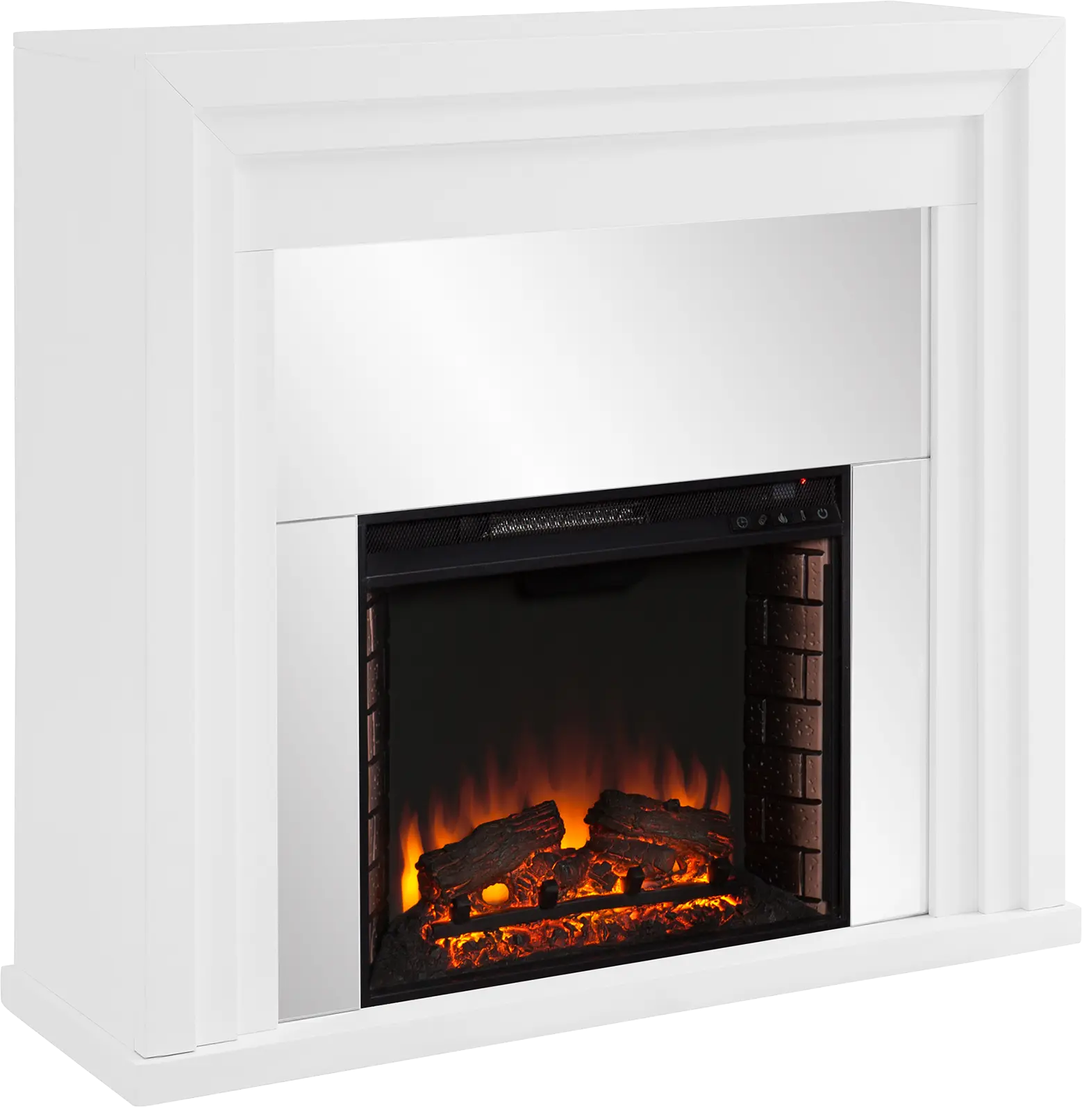 Skyflower II White 44 in. Console With Electric Log Fireplace