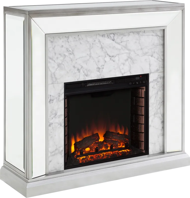 Tarryhollow II Gray 44 in. Console With Electric Log Fireplace