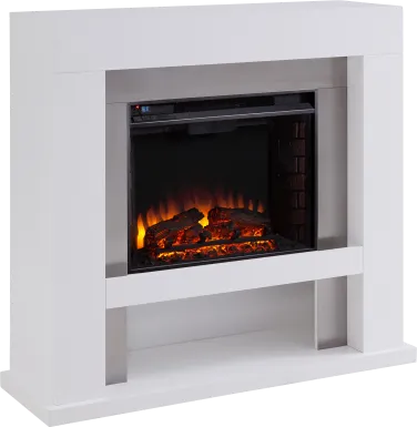 Linkmeadow II White 44 in. Console With Electric Log Fireplace